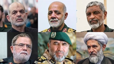 Clockwise from top left: Ahmad Vahidi, Ali Abdollahi, Ali Ozmaei, Hossein Taeb, Kioumars Heydari, Mostafa Izadi. Merh/AFP