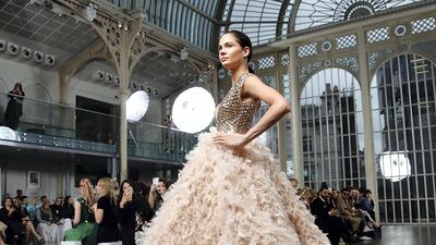 UAE label Atelier Zuhra presents its autumn/winter 2020 ready-to-wear collection at London Fashion Week. Photo: Daniel John Cotton Wall