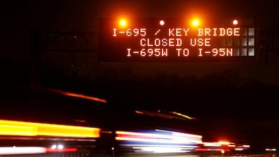 Motorway alerts warn drivers about the incident in Baltimore. Reuters