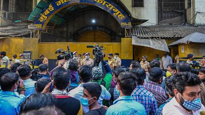 Members of the media wait for the release of Aryan Khan – son of Bollywood actor Shah Rukh Khan – outside the Arthur Road Jail in Mumbai. AFP