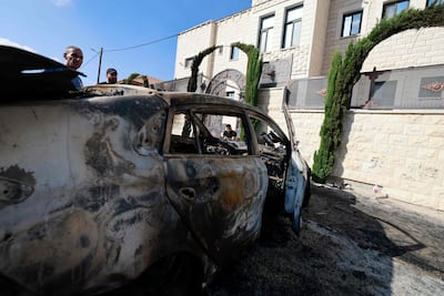The aftermath of an attack by Jewish settlers on the village of Jit in the occupied West Bank in August that left a 23-year-old man dead. AFP
