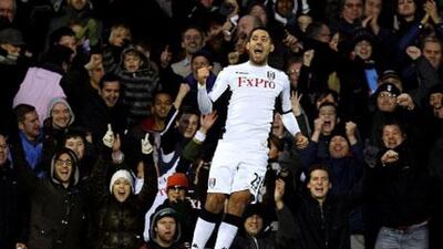 Clint Dempsey seemed to be levitating above the crowd after his second goal. He finished with a hat-trick for Fulham.