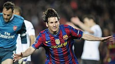 Lionel Messi was superb for Barcelona, scoring four times against Arsenal in their Champions League quarter-final second leg at Camp Nou.