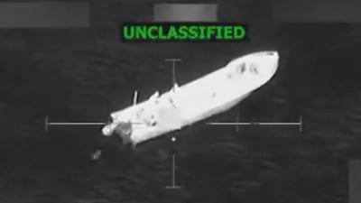 A screen grab from a video posted by US Defence Secretary Pete Hegseth on his X account on November 10, shows what he claims says is a lethal strike on a vessel carrying narcotics in the Eastern Pacific on November 9. AFP