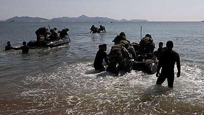 South Korean salvage boats entering the sea in March during a search operation for the Cheonan, sunk by the North Koreans.