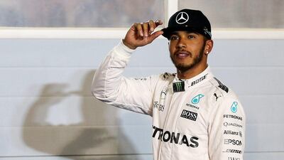 Lewis Hamilton after securing pole position for Sunday's Bahrain Grand Prix. Lars Baron / Getty Images