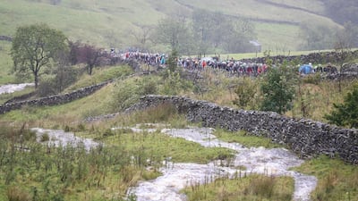 Cyclists compete in the Road World Championships in Yorskhire, England, on Sunday, September 29. EPA