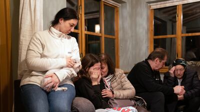 Left to right, Valeriia Starkova with her daughter Kamila, mother Iryna, father Mykola and great-grandmother Halyna.