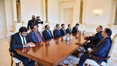 Sheikh Abdullah meets with Ilham Aliyev, President of Azerbaijan, and Elmar Mammadyarov, Minister of Foreign Affairs for Azerbaijan, on Monday. Wam