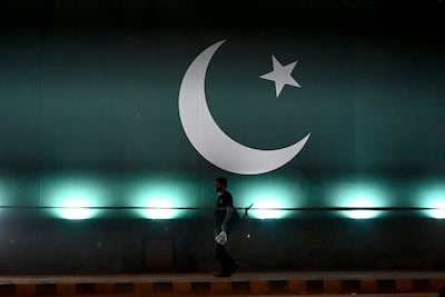 Pakistan's national flag on the eve of the country’s Independence Day, in Karachi. AFP