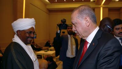 Relations between Egypt and Sudan remain frosty after Turkey's President Recep Tayyip Erdogan, right, hosted Sudan's President Omar al-Bashir during an extraordinary summit of the Organization of Islamic Cooperation in Istanbul, Turkey on May 18, 2018. Presidential Press Service / AP