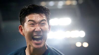 Tottenham's Son Heung-min celebrates after the match. REUTERS