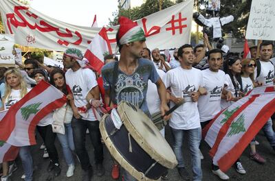 Lebanese protesters demonstrate in Beirut on September 20, 2015 against the stagnant political system that let rotting rubbish pile up in the streets. AFP