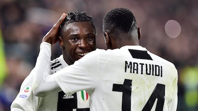 Moise Kean celebrates scoring their second goal with team mates Matuidi. Reuters