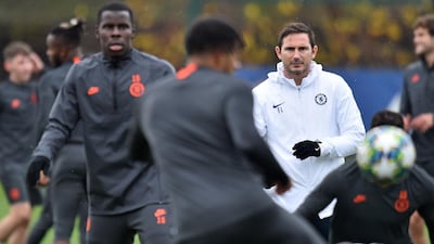 Frank Lampard leads a training session at Cobham. AFP