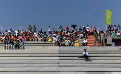People watch the ISRO PSLV-C45 launching 29 satellites at the Satish Dhawan Space Centre in Andhra Pradesh state. AFP