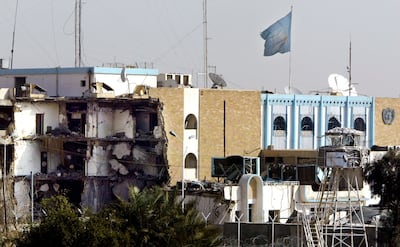 The UN's Iraqi headquarters in Baghdad, damaged by a car bomb in 2004. Getty