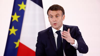 French President Emmanuel Macron at the Elysee Palace in Paris on Tuesday. Reuters
