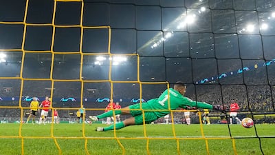 Jadon Sancho scores Dortmund's opening goal against PSV. AP