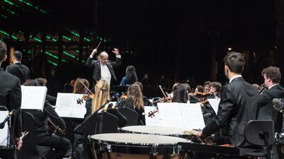Donato Renzetti, Italy’s acclaimed conductors, leads the Accademia Teatro alla Scala orchestra at the Millennium amphitheatre at Expo 2020 Dubai. Photo: Accademia Teatro alla Scala