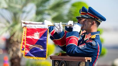 A guard of honour greets the arrival of Sheikh Mohamed at Cairo International Airport
