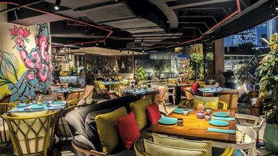 Colourful interiors are the centrepiece at Indya by Vineet. Courtesy Indya by Vineet