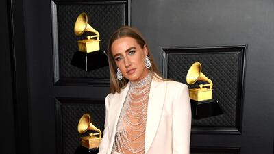 Country singer Ingrid Andress kept it sleek in a Giorgio Armani Prive suit. EPA