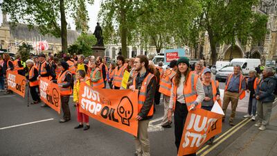 Members of Just Stop Oil protesting in Parliament Square. Getty Images