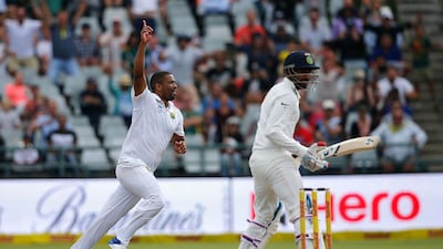 Vernon Philander celebrates dismissing Jasprit Bumrah as South Africa beat India in the opening Test match. Marco Longari / AFP