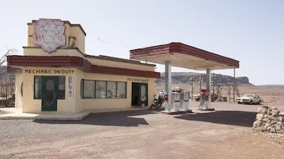 Twenty kilometres out of Ouarzazate, on the road to Agadir, this prop gas station was used in The Hills Have Eyes, a 2006 American horror movie set in the New Mexico desert. On the cover: Atlas Film Studios. The temple in the background has appeared in several movies set in ancient Egypt, including Asterix & Obelix: Mission Cleopatra. Photos by Matilde Gattoni for The National
