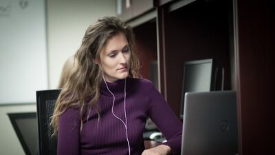 A student at Kennesaw State University in Georgia participates in the initiative's Connect Programme, which allows students to explore global and social issues with peers in the US and the Middle East and North Africa. Photo: Soliya
