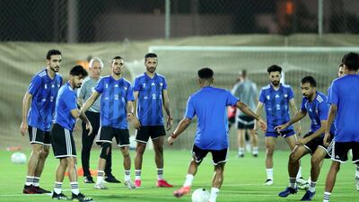 UAE players train at the Zabeel Stadium. Chris Whiteoak / The National.