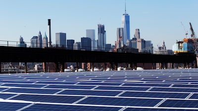 Solar panels in New York.Demand for panels is surging as end of tax credit nears. AP