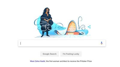 Log in to Google today and this is the Doodle that you'll see in honour of Zaha Hadid.