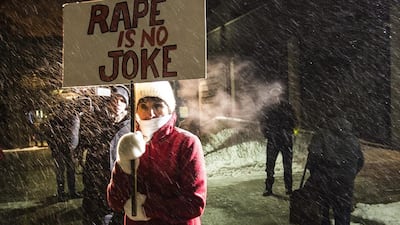 Outside the venue protesters braved below-freezing weather to shame ticket holders as they streamed in for the first of three performances in Ontario on Wednesday. Mark Blinch / Reuters