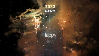 Fireworks are seen as the clock announces the New Year in Times Square, New York City. Reuters