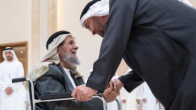 President Sheikh Mohamed receives a mourner on the passing of the late Sheikh Tahnoon bin Mohammed, Ruler's Representative of Al Ain Region.