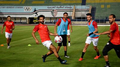 Salah takes part in a training session. AFP