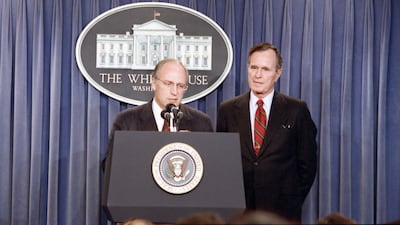President George Bush with his defence secretary Cheney. Getty Images
