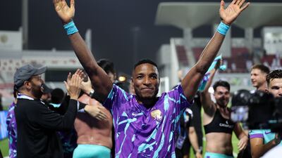Al Ain's Kodjo Laba celebrates after the match