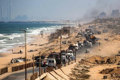 Displaced Palestinians leave Gaza city, which has faced intense Israeli bombardment. AFP