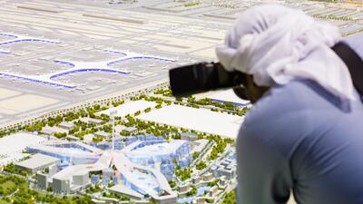 Above, a model of Al Maktoum International Airport on display at the Airport Show 2014. Duncan Chard for the National