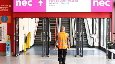 A security staff member walks through the NEC as the arenas are prepared. Getty Images