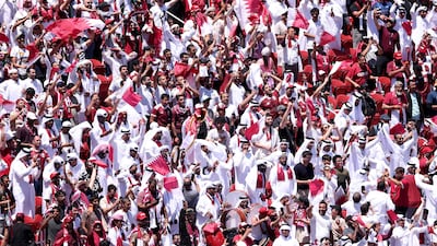 Qatar fans cheer in the stands during the Fifa World Cup 2026 Group B match between Qatar and Switzerland in San Francisco, AFP