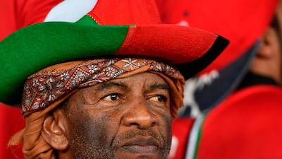 An Emirati supporter cheers during the 2019 AFC Asian Cup group A football match between India and UAE at Zayed Sports City stadium in Abu Dhabi. AFP