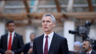 NATO Secretary General Jens Stoltenberg attends a joint press conference with Afghan President Ghani and US Secretary of Defence Mark Esper on the declaration of a peace deal to be signed between the US and the Taliban, at the presidential palace in Kabul, Afghanistan. EPA