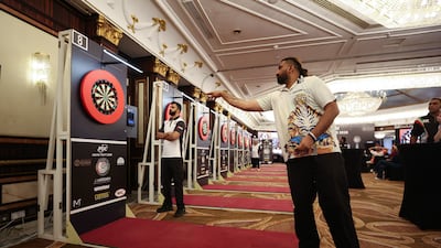 Nitin Kumar taking part in the PDC Asia Tour event at the Le Meridien in Dubai
