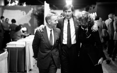 Steve Jobs, centre, accompanied by NeXT Computer investor and board member Ross Perot. Photo: Doug Menuez / Stanford Archive