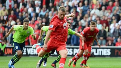 FORWARD: Rickie Lambert is enjoying himself in the Premier League with Southampton and was instrumental in the Saints triumphing over the Villans, Aston Villa. Villa had led at the break but four second-half goals, two from Lambert, secured Southampton's ???