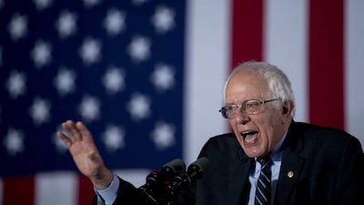 Senator Bernie Sanders, an independent from Vermont and 2016 Democratic presidential candidate, speaks during a primary watch party at Concord High School in Concord, New Hampshire, Andrew Harrer / Bloomberg